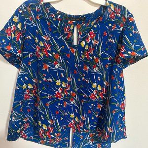 Zara Women's Blouse Blue Floral, S